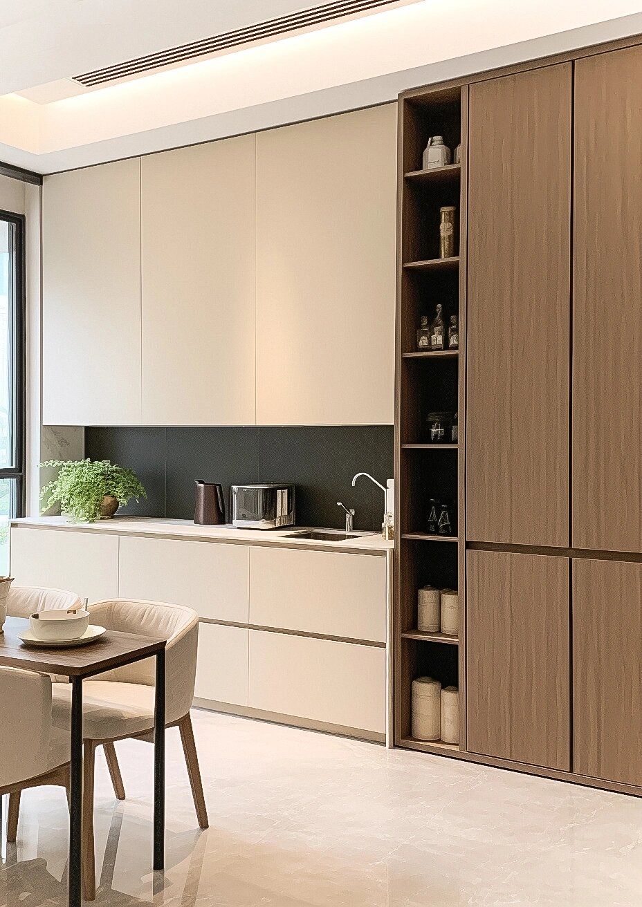 Warm minimal kitchen